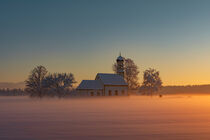 Bavarian winter landscape with Raisting church by Bastian Linder