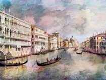 Watercolour painting  Grand Canal Venice, Italy. by Luigi Petro
