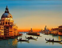 Venetian Splendour: Gondolas Gliding on the Grand Canal by Luigi Petro