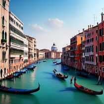 Venetian Splendour: Gondolas Gliding on the Grand Canal by Luigi Petro