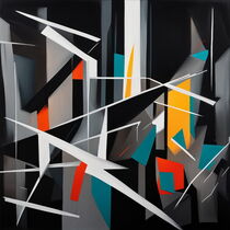 Abstract geometric shapes on black background. by Luigi Petro
