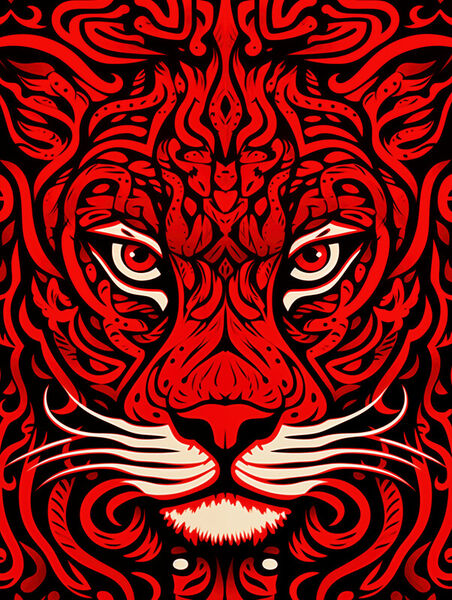 Red-afrikan-tribal-poster-with-a-lion-u-6600