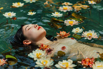 Seerosen mit nackter Frau | Water Lilies with Naked Woman von Frank Daske