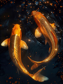 Zwei Goldene Koi Karpfen | Two Golden Koi Fishes by Frank Daske