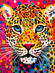 Panther Portrait mit Polka Dots | Optimistisches Farbenfrohes Bild by Frank Daske