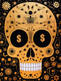 Der Goldene Dollar Skull | The Golden Dollar Skull | Dekorativer Totenkopf von Frank Daske
