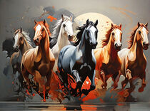 Wild horses galloping in a field. von Luigi Petro