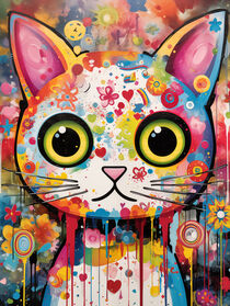 Blumenkatze | Flower Cat | Pop Art für das Kinderzimmer by Frank Daske