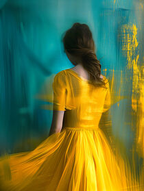 Dein Neues Gelbes Kleid | Your New Yellow Dress | Bewegungsunschärfe in Gelb und Azurblau von Frank Daske