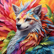 Portrait of a fox in multi colored Fauvism style. von Luigi Petro