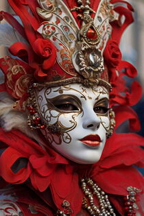 Portrait in close up of a female with a Venetian carnival mask von Luigi Petro