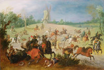 A cavalry battle in a wooded valley before a windmill  von Sebastian Vrancx