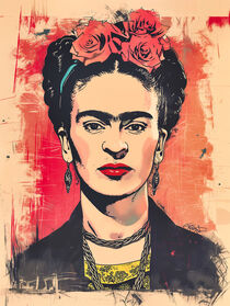 Frida Kahlo Retro Siebdruck | Frida Kahlo Retro Screenprint by Frank Daske