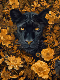 Dekorativer Schwarz-Goldener Panther | Decorative Black and Gold Panther von Frank Daske