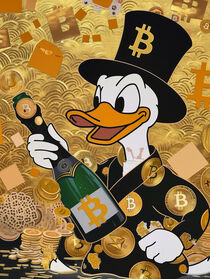 Dagobert Duck Badet in Bitcoin | Scrooge Duck Bathing in Bitcoin von Frank Daske