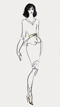 Fashion Sketch Retro 15 by Natalia Rudsina