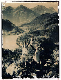 Schloss Neuschwanstein in schwarzweiss als Polaroidtransfer by Gerhard Bumann