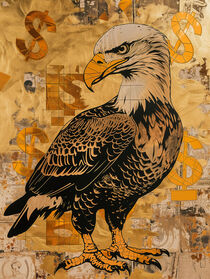 Goldener Dollar-Adler | Golden Dollar Bald Eagle | Street Art in Gold von Frank Daske