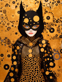 Cat Woman in Gold | Dekoratives Pop Art Poster by Frank Daske