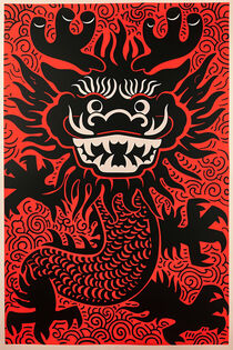 Moderner Chinesischer Drachen in Rot und Schwarz | Modern Chinese Dragon in Red and Black von Frank Daske
