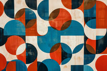 Abstraktes geometrische Poster in Retro-Farben für ihr Wohnzimmer von Frank Daske