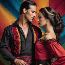 Close up of two Flamenco dancers. by Luigi Petro