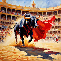 The last charge of a fighting bull. by Luigi Petro