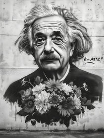 Einsteins Formel | Black and White Street Art Portrait by Frank Daske