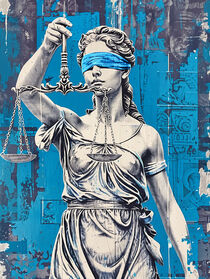 Justitia mit Waage und Augenbinde | Justitia with scales and blindfold | Pop Art Poster by Frank Daske