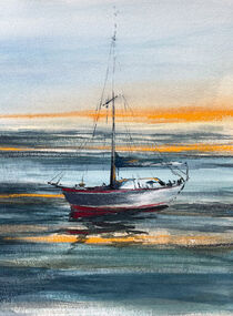 Segelboot im Sonnenuntergang by Sonja Jannichsen