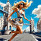 Beautiful-sunny-streets-of-london-there-is-a-gorgeous-sprinting-woman-through-the-streets-jumping-946336103