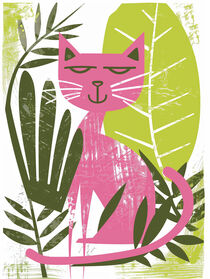 Die Rosa Katze | The Pink Cat | Druckgrafik von Frank Daske