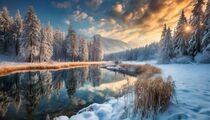 Winterlicher Wald und Fluss by julia-k