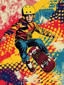 Fliegender Skater Junge | Flying Skater Boy | Pop Art von Frank Daske