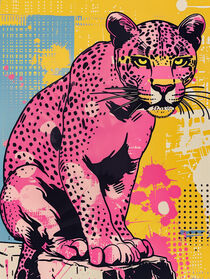 Rosaroter Pop Art Panther | Pink Pop Art Panther von Frank Daske