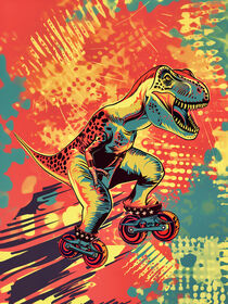 T-Rex auf Rollschuhen | T-Rex on Roller-Blades | Pop Art für Kinder by Frank Daske