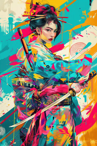 Japanese-vintage-samurai-woman-u-6600