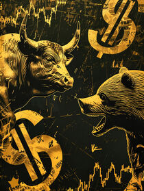 Bulle und Bär am Aktienmarkt | Bull and Bear on the Stock Market  von Frank Daske