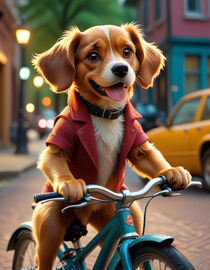 Hund fährt Fahrrad