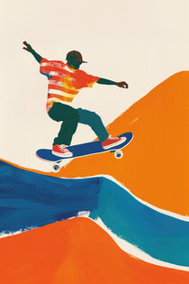 Abstrakter Skaterboy mit Guache-Farben | Abstract Skater Boy with Guache Colors von Frank Daske