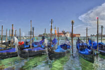 Gondolas at anchor in the San Marco basin by Patrick Guyot