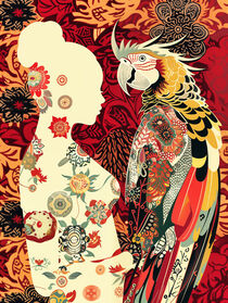 Frau mit Papagei | Decorative Arts von Frank Daske