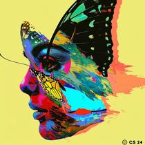 BUTTERFLY YELLOW FACE by Poptonicart by Claudia Sauter