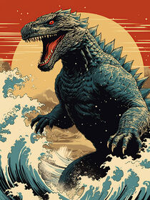 Godzilla Wave by Goldenplanet Prints