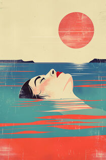 Relax - Frau schwimmt im Meer | Retro Print by Frank Daske