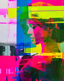 Abstraktes Frauen-Portrait in verrückten Neon Farben von Frank Daske