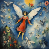 Der Engel des blühenden Himmels von Marc Chagall