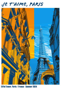 Je t'aime Paris | I Love You Paris | Dekoratives Reiseposter mit Eiffelturm