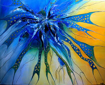 Deep View - abstrakte Malerei blau gelb - moderne Kunst by alexandra-brehm