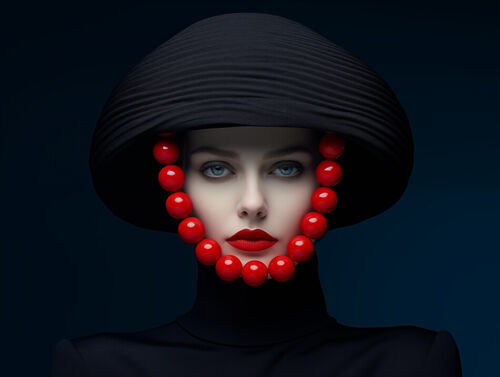 Thonksy-a-red-wool-hat-with-large-balls-on-the-head-of-an-elega-d01a1f28-4290-4d78-98b1-00aebd61ed2a